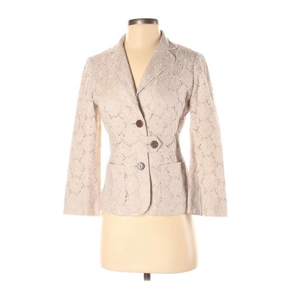 Laundry by Shelli Segal Cream Colored Blazer/Jacket w/Overlay ~ Size 4 - Picture 1 of 10